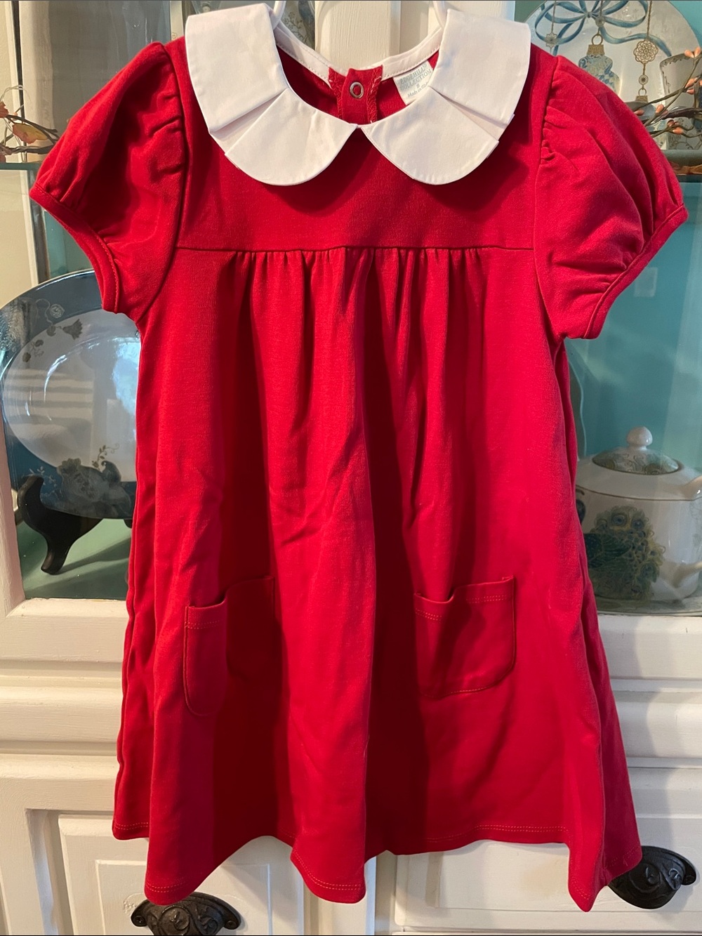 Edgehill Collection Red Dress with White Peter Pan Collar